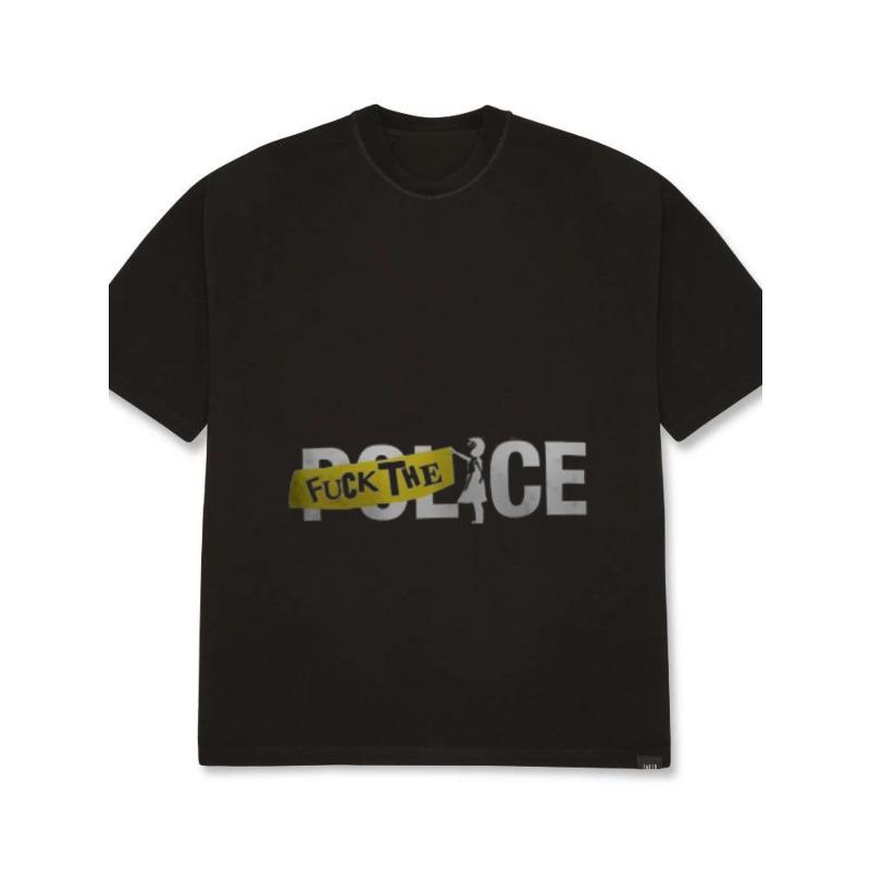 Bílé tričko Fuck The Police grafický potisk ležérní streetwearový top pro muže a ženy