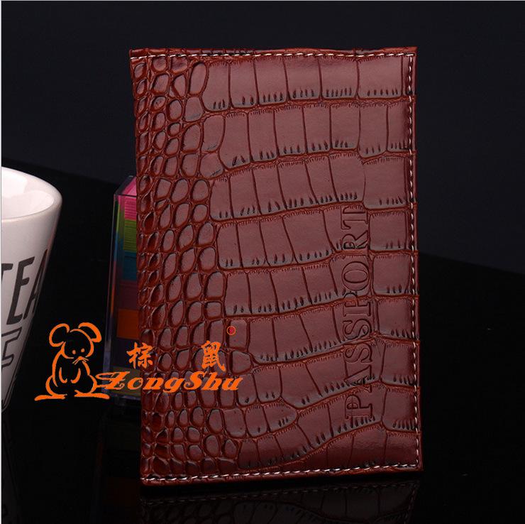 Crocodile Pattern Leather Passport Holder - PU Leather Travel Cover