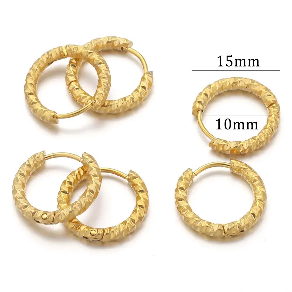 6pcs Stainless Steel Rectangular Textured Earrings Earring Hooks Fittings 18K PVD Gold Plated DIY Jewellery Parts Earrings