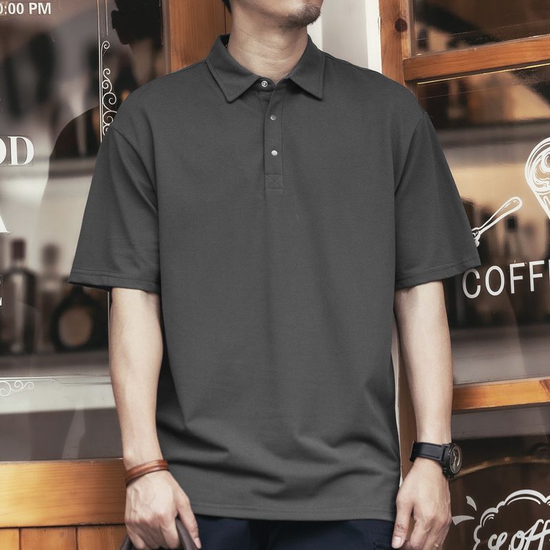 Men's Oversized Short Sleeve Polo Shirt Casual Loose Solid Comfortable Daily Fashion Top