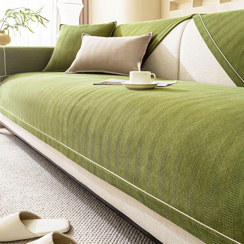 Neues Vier-Jahreszeiten Universal Chenille Rutschfestes Sofakissen Fischgrätenmuster Modern Leichter Luxus All-Inclusive Sofaüberwurf Sitzkissen