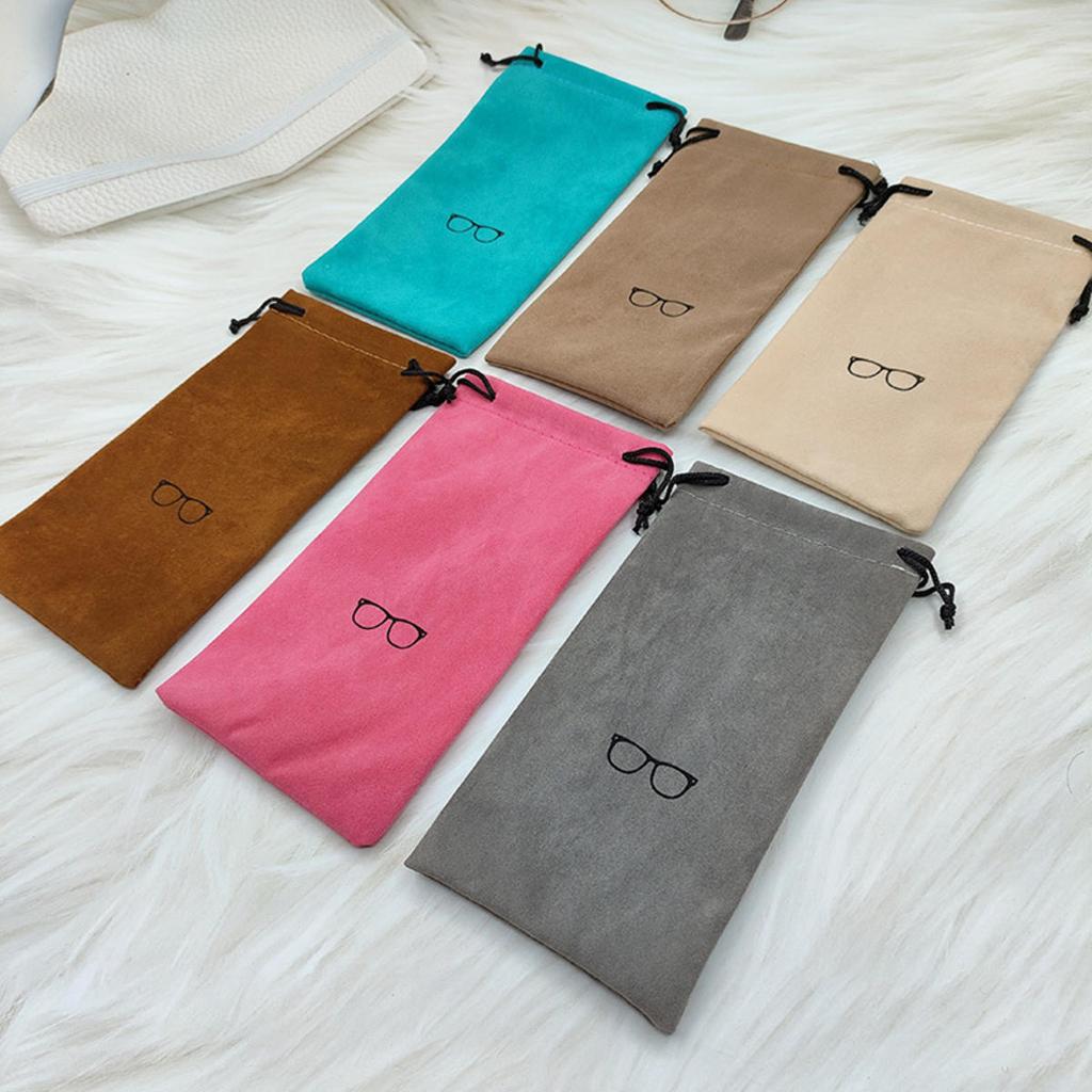 10 Pcs Soft Sunglasses Bag Drawstring Flocking Fabric Dust Proof Pouch Pocket Glasses Carry Bag Portable Eyewear Container
