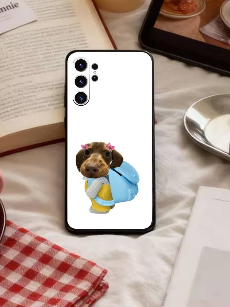 Goofy C-Dogs Big eyes Phone Case For Samsung S26,S25,S24,S23,S22,S21,S20,Ultra,Plus,FE Black Soft Cover