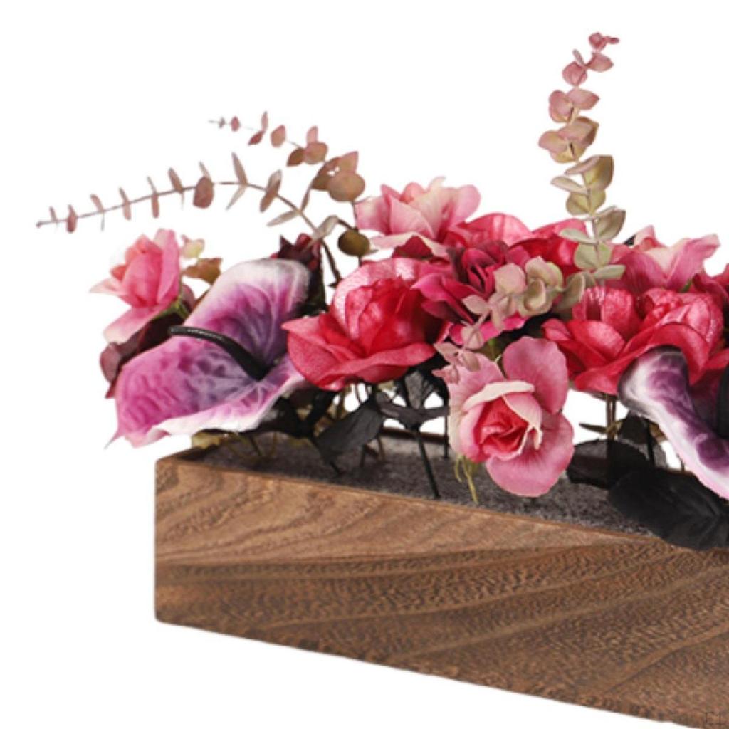 Artificial Potted Plants Flower Arrangement Simulation Gifts Rectangular Planter Box with Pot for