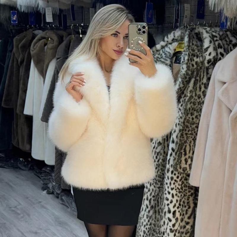 New autumn and winter imitation fur jacket women's fluffy soft fox fur jacket street style environmentally friendly fur