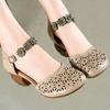 Fashion GKTINOO Genuine Leather Women Sandals Summer Shoes 5CM High Heels Retro Women Shoes 2025 Hollow Out Sandals