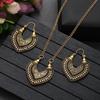 Vintage Ethnic Gold Color Drop Earrings Necklace for Women Heart Shape Statement Earrings Bohemian Rope Wrap Zircon Bijoux
