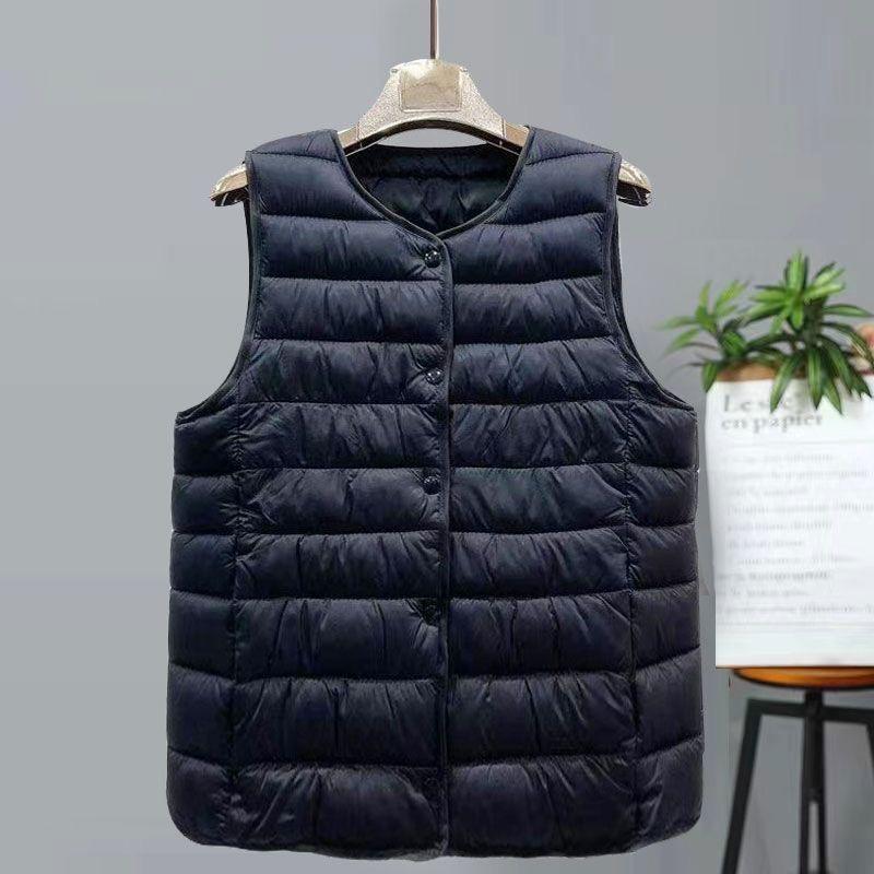 New Women Vintage Sleeveless Puffer Jacket Spring Winter Female White Duck Down Ultra Lightweight Packable Warm Down Liner Vest