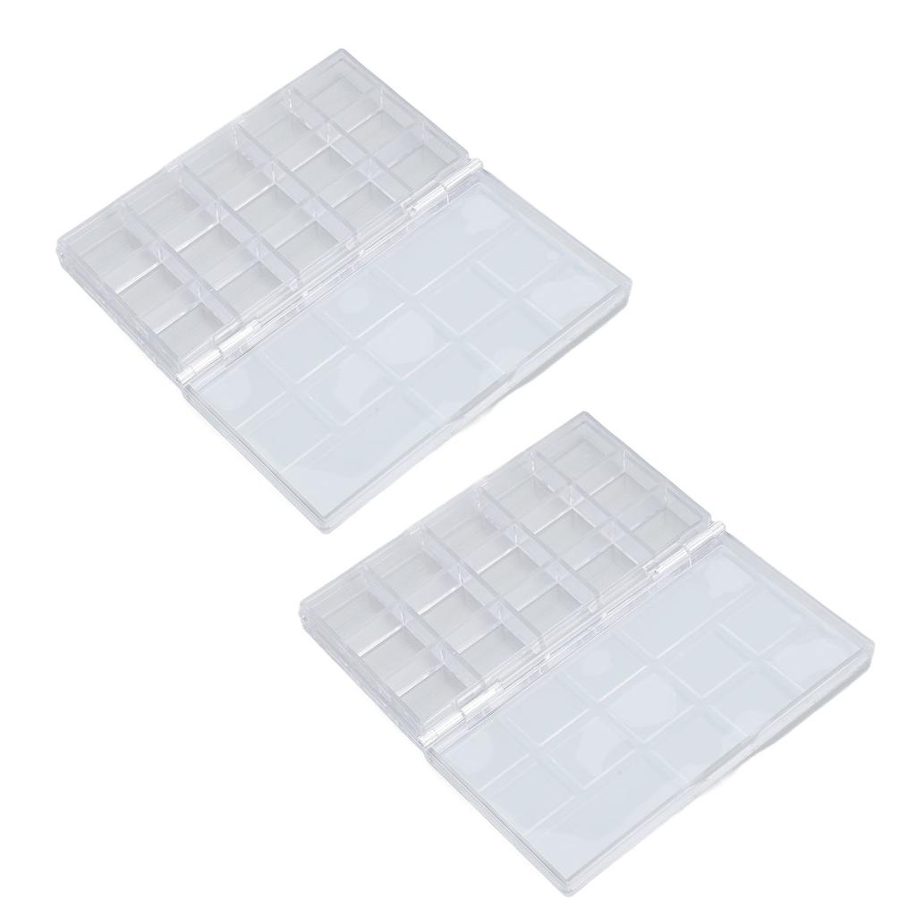 2pcs 15 Grids Transparent Paint Box Clear Plastic Painting Pigment Box Portable Leakproof Watercolor Palettes Box for Artists Students Kids