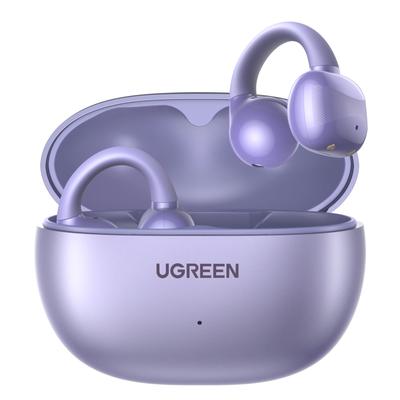 UGREEN Ear Cuff Bluetooth Sound AI Noise Ear Fully IPX5 Up To 30 Hours of Purple Earphones, 5.4, Hi-Fi Quality, ENC, Cancelling, Open-Ear, Clip-On,