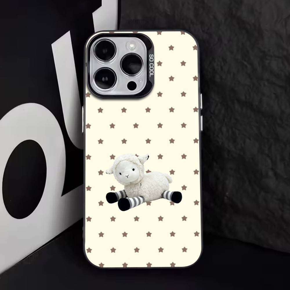 

Cute plush little sheep Phone Case For iPhone 17,16,15,14,13,12,11 Plus,Pro Max,XS,Colored Silver Plated Inside Cover iPhone17PRO