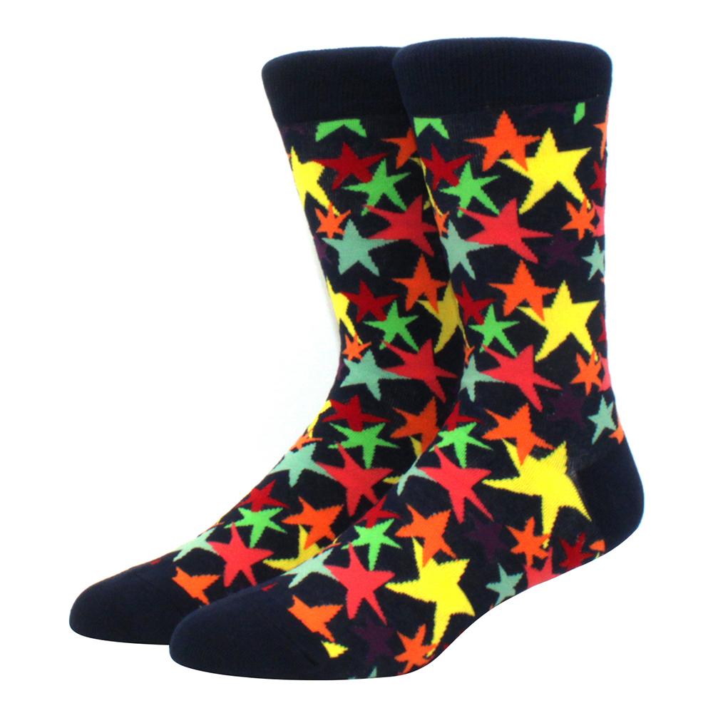 brand new men's socks colorful combed cotton crew socks Jacquard striped knee high socks for Funny men business casual dress