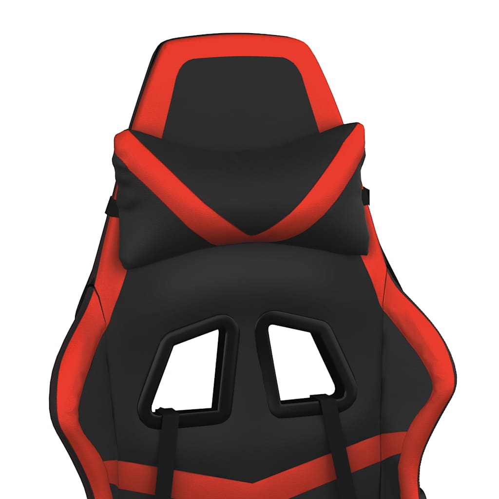 Gaming Chair with Massage Function Black and Red Faux Leather