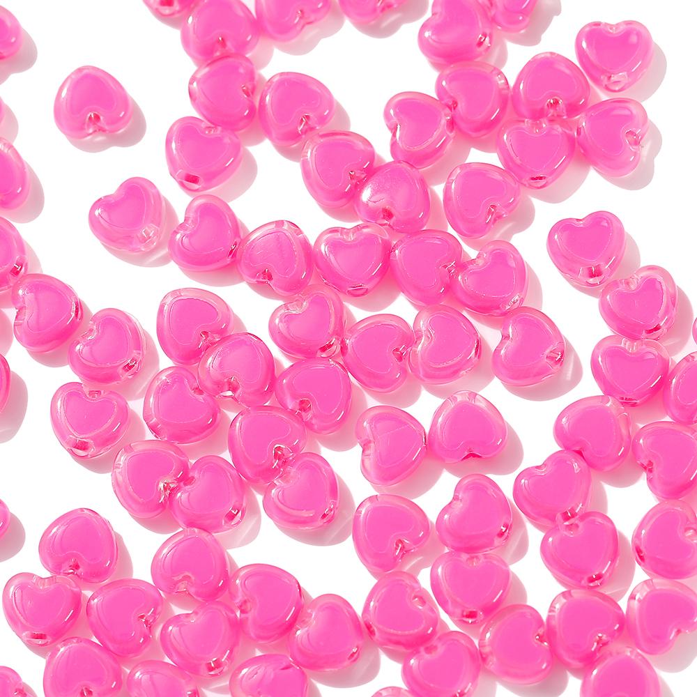 50pcs/Lot 7x8mm Acrylic Heart Beads for Jewelry Making Loose Spacer Beads DIY Necklace Bracelet Accessories Supplies
