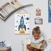 FDHSPAAM Space Rocket Kids Wall Art Decor, Space Nursery Decor, Fantasy Blue Spaceship Planet Star Wall Art Posters for Nursery Home Kids Boys