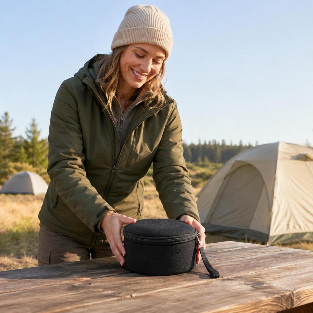 Insulated Bowl Bag Padded Round Camping Cup Storage Carrier Oxford Cloth