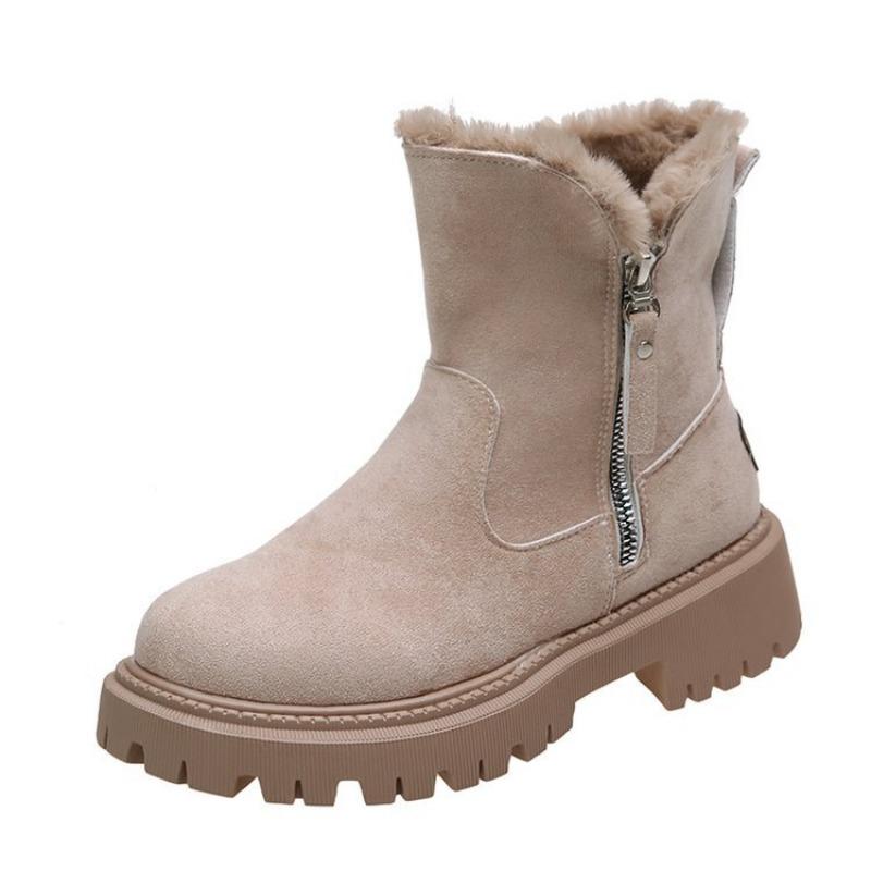 Schuhe im neuen Stil: Fleece, Verdickt, Warm, Kurze Schneestiefel, Seitlicher Reißverschluss, Runde Zehenpartie, Kurzstiefel in Übergröße