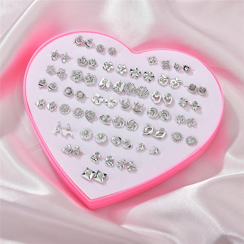 36 Pairs Non-allergenic Heart Box Earring Set - Fashionable, Non-repeating Designs for Women and Best Friends.