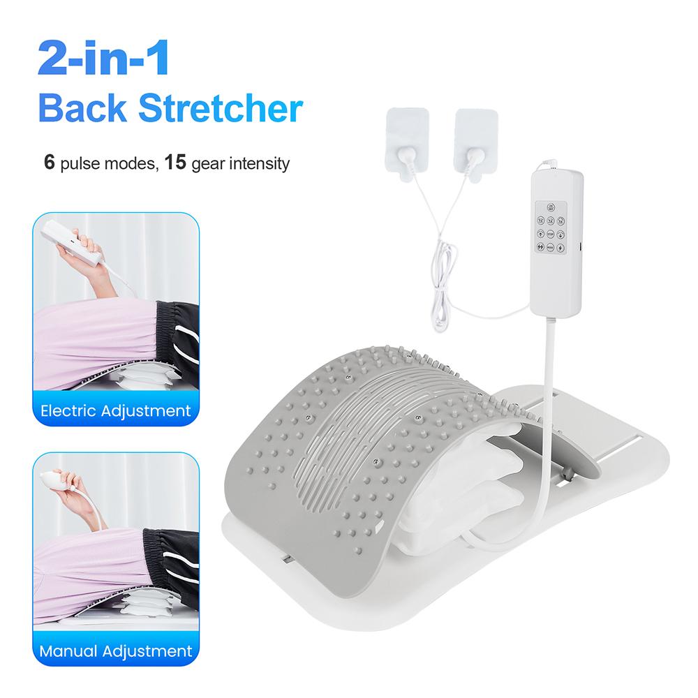 2-IN-1 Electric+Manual Back Stretcher Adjustable Height Airbag Waist Back Stretching Massager Lumbar Support Traction masajeador