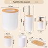 Six-Piece Bathroom Set: Washbasin, Trash Can, Soap Dish, Cleaning Tools.