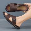 Men's Sandals Classic Leather Slippers Summer Soft Soled Black Slippers Lightweight Outdoor Men's Slippers
