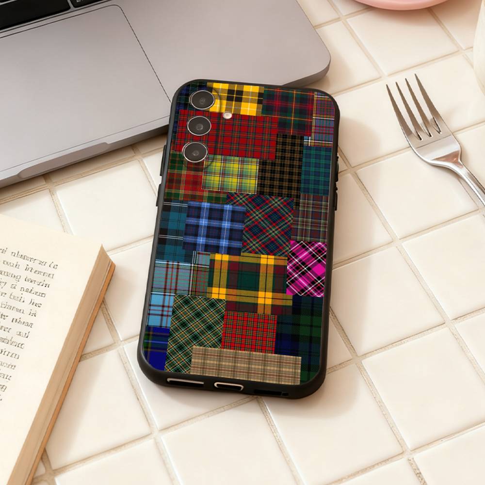 Scottish Tartan Pattern Phone Case For Samsung Galaxy A73,A72,A71,A70,A53,A52,A51,Others Soft Black Shell