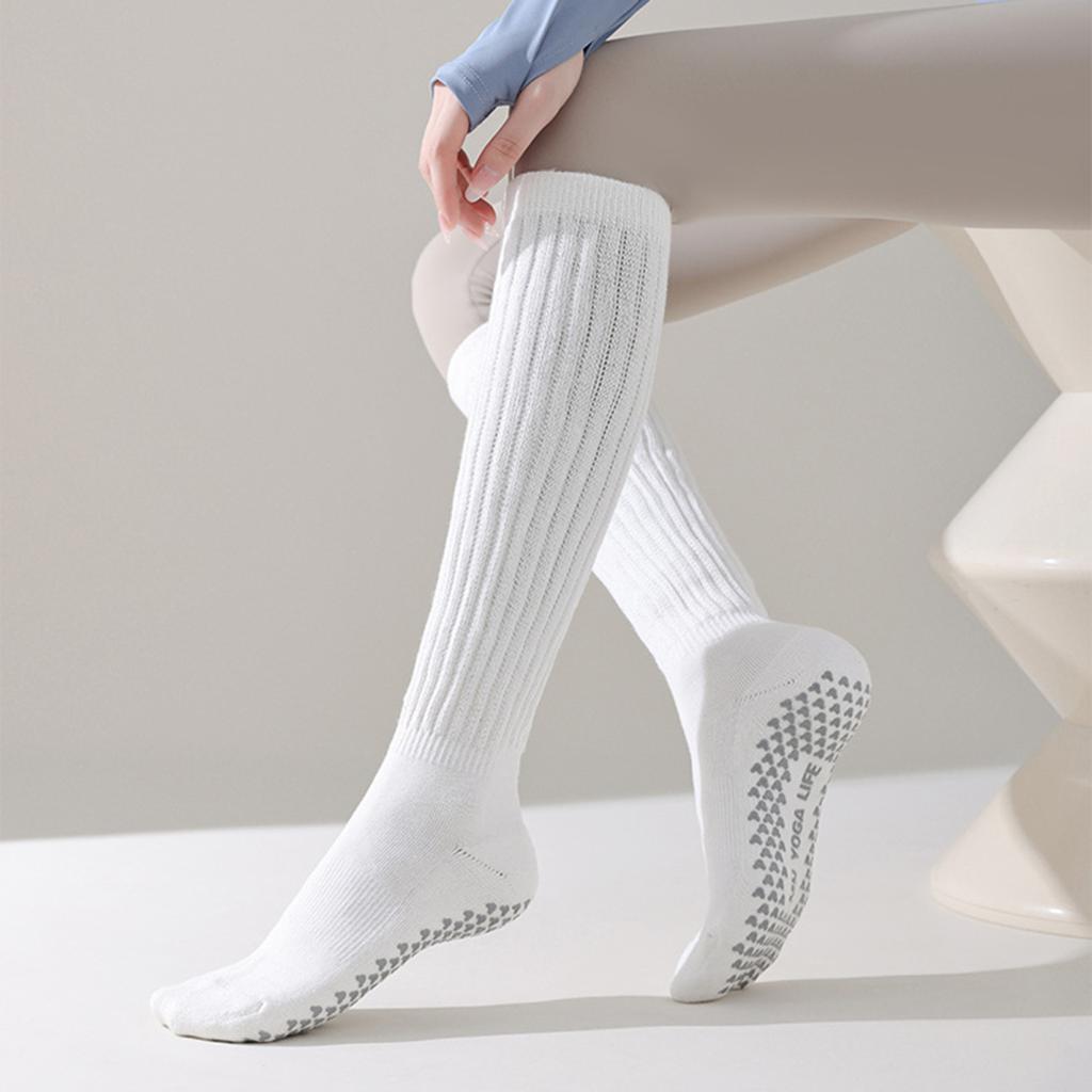 1 Pair Women Winter Yoga Socks Compression Yoga Socks Silicone Bottom Long-tube High Elasticity Wrapping Anti-slip Socks Warmth Stockings