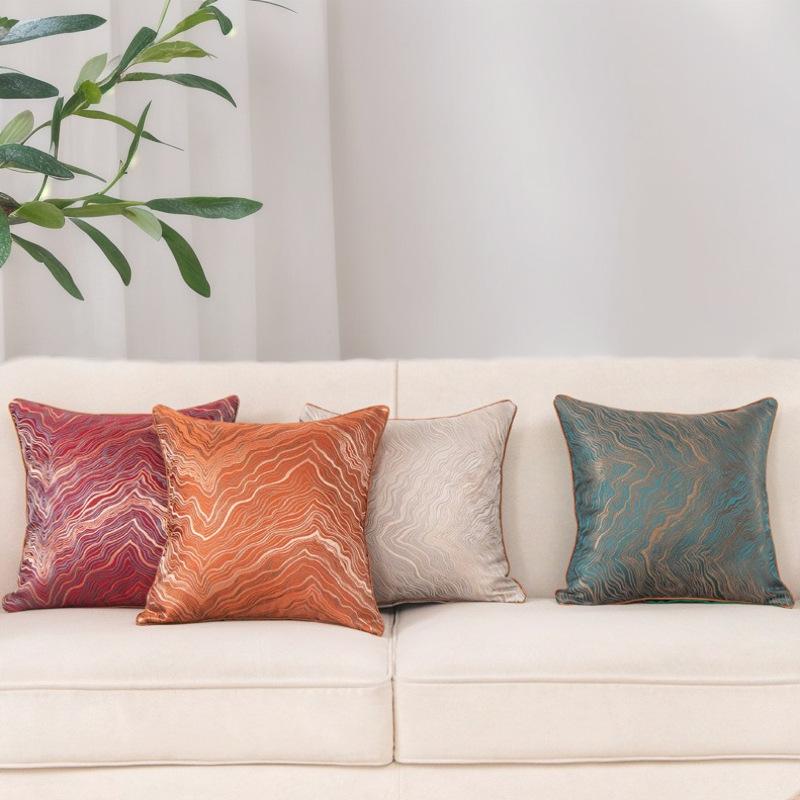 European Cushion Cover Vintage Chenille Pillowcase Jacquard Cushion Case Plaid Pattern Elegant Cushion Cover For Home