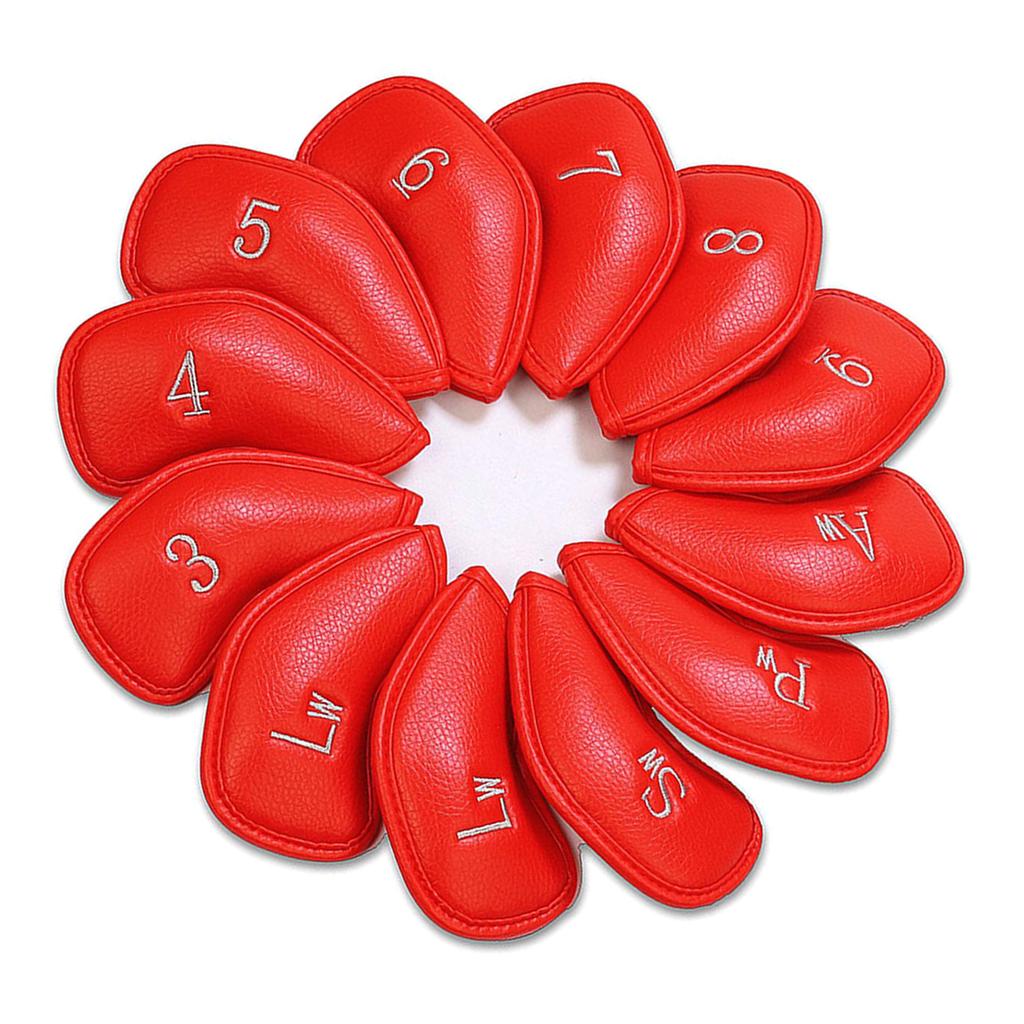 12 Pièces PU Cuir Golfs Headcover Housse de Protection Étuis Tête de Fer Imperméables Accessoires de Golf