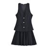 Summer New Women's Clothing European and American Style Fashion Simple Pleated Sleeveless Dress
