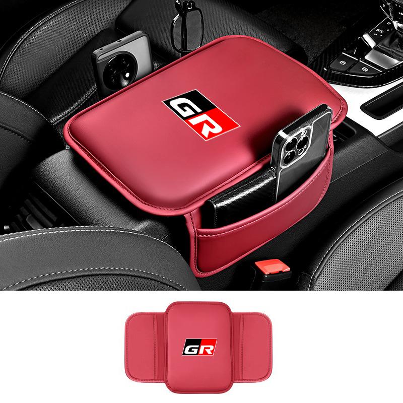 

Leather Car Armrest Box Pad Storage Pocket For Toyota GR Yaris Sport Gazoo Racing Corolla Supra 86 Hilux C-HR Cross RAV4 Prius