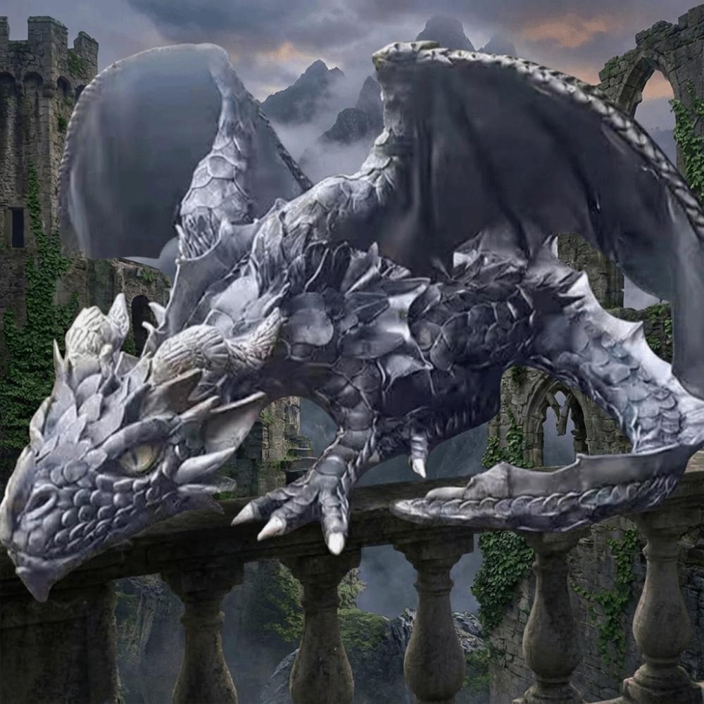 Resin Black Dragon Sculpture Large Size Dragon Decoration Dragon Ornaments  Garden Decor