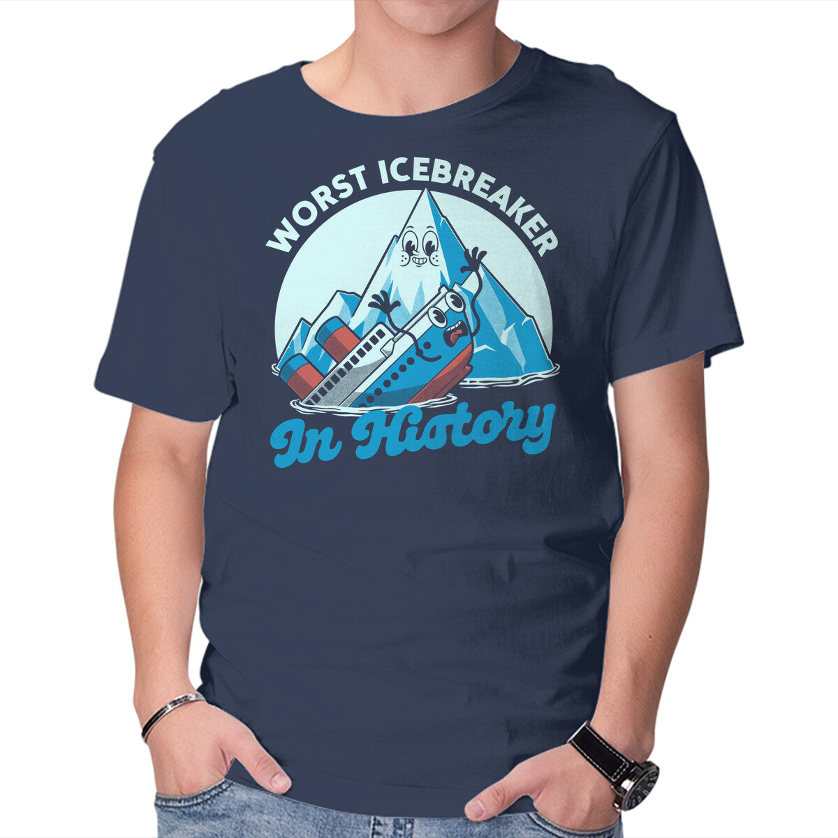 Unisex Crew Neck T-Shirt Iceberg Ship Joke Graphic Short Sleeve Casual Tee XXXXL