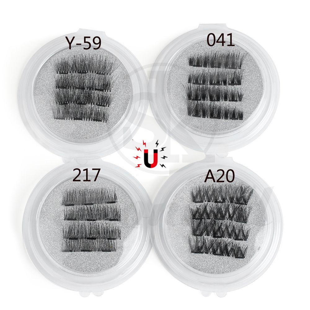 4 Pcs Sexy Long Cilia Full Coverage Cross Wispy Triple Magnet False Eyelashes Extension Tools