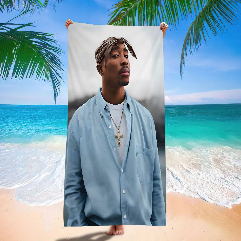 Asciugamano da Spiaggia Tupac Shakur Asciugamani da Bagno Colorati per Ragazza Microfibra Asciugatura Rapida Senza Sabbia Personalizzabile Spiaggia Yoga Spa Palestra Piscina