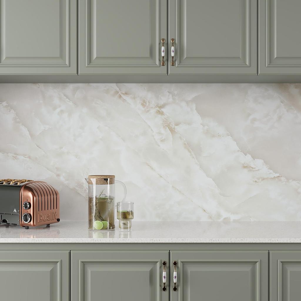 VEELIKE Marble Wallpaper Remake Waterproof and Wallpaper Cream Matte Table and Wall Peelable for Interior Sliding Kitchen Toilet and Stylish