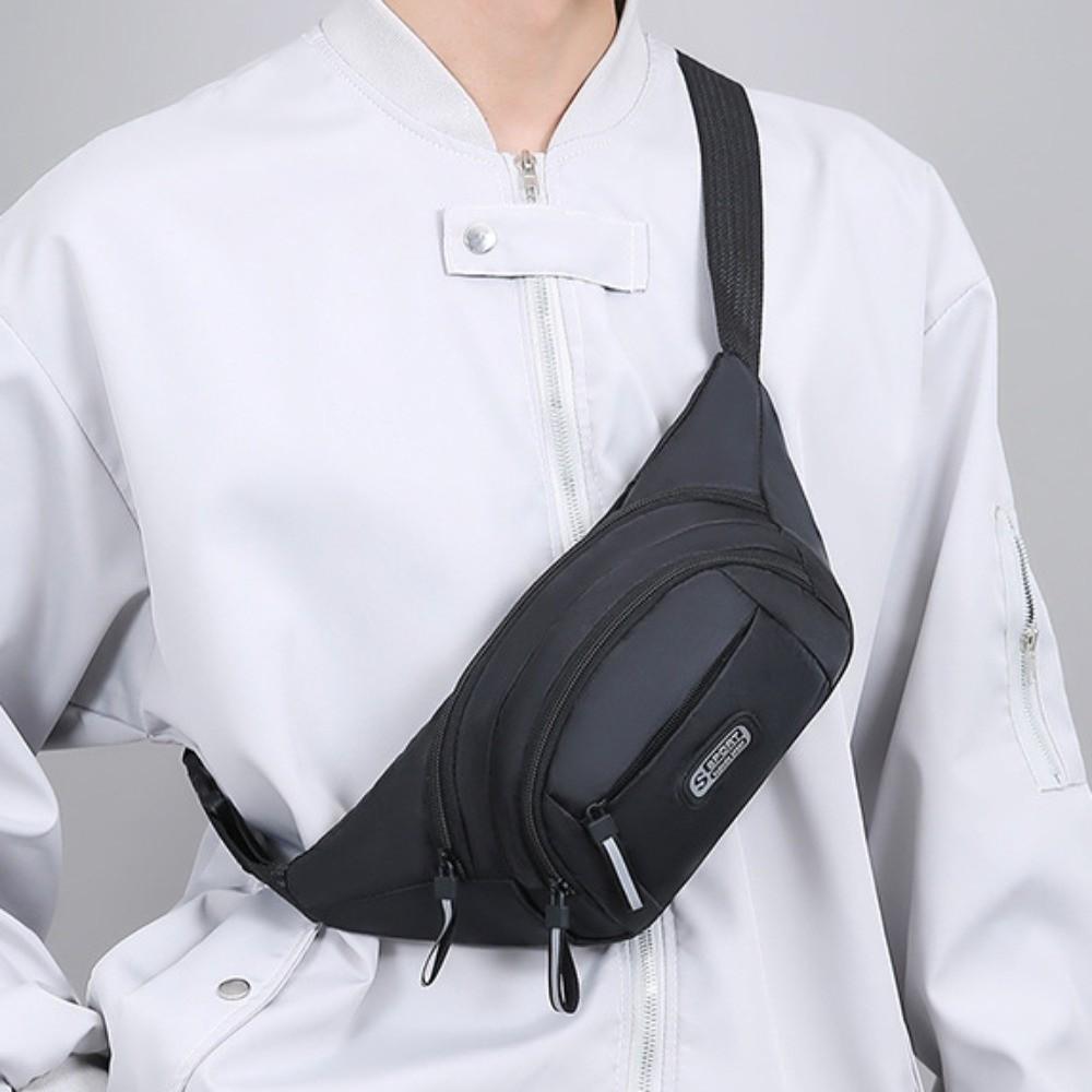 Wear-resistant Men Chest Bag Large Capacity Sports Walking Bag Zipper Mobile Waist Bag  Sport