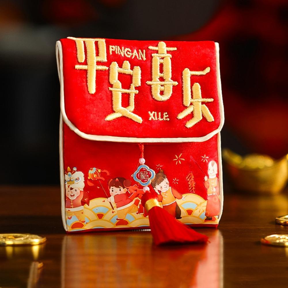 Traditional Spring Festival Red Wallet Hongbao Blessing Horse Year Red Pocket Brocade Embroidered Spring Festival Supplies