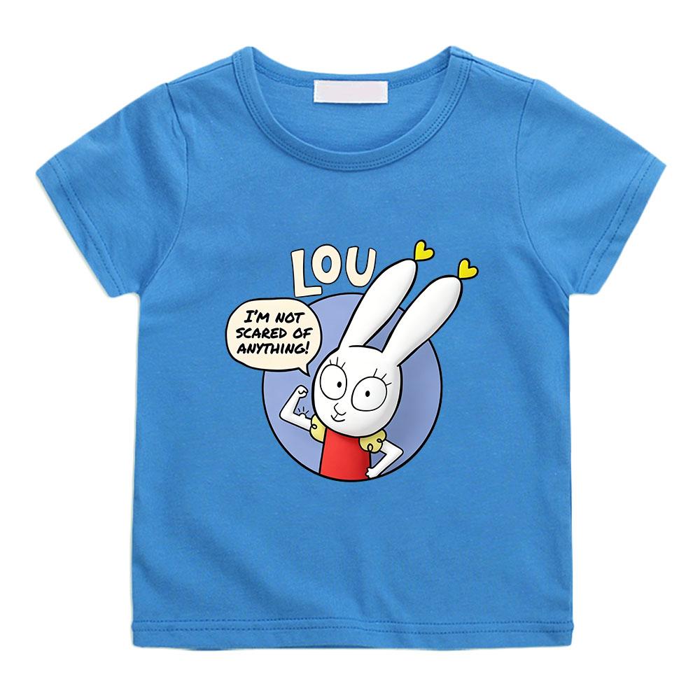 Simon Super Coniglio Bambini Piccoli 100% Cotone Stampa Cartone Animato Maglietta 2-12 Anni Moda Morbida Manica Corta Top Casual per la Primavera