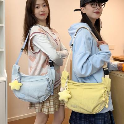 Large Capacity Messenger Bag Female Junior High School Student High School Solid Color Small Fresh Dumpling Bag College Student Casual Shoulder