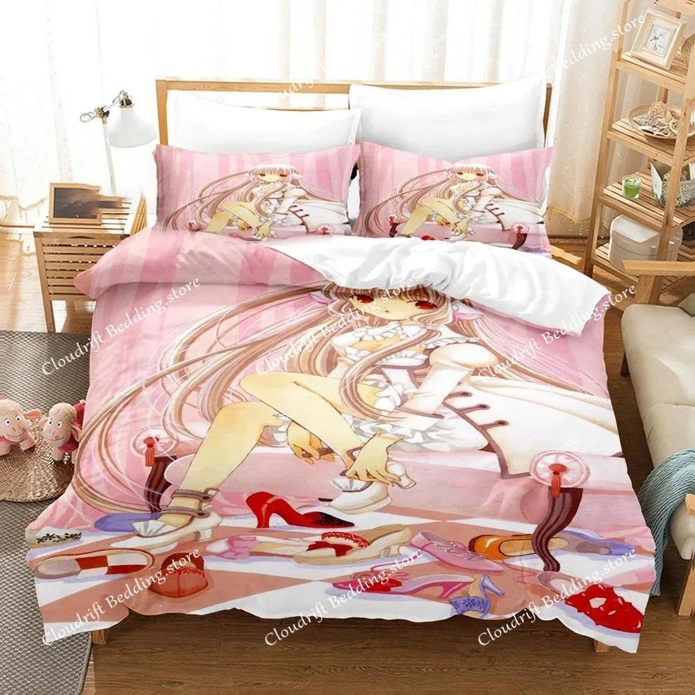 3D Printing Kawaii Anime Chobits Chi Bedding Set Boys Girls Twin Queen Size Duvet Cover Pillowcase Bed Kids Adult Home Textile