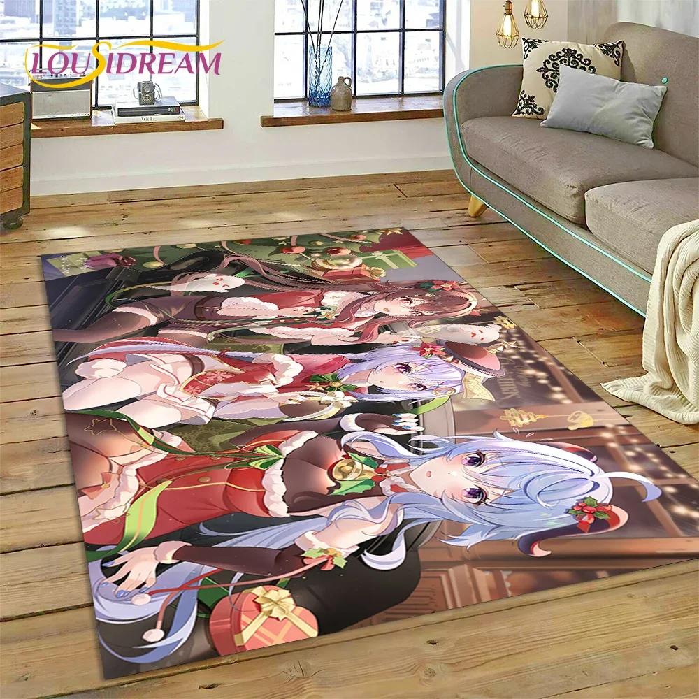 Latest Genshin Impact Cartoon Game Carpet Rug for Bedroom Living Room Home Sofa Decoration,Children Game Large Decor Floor Mat