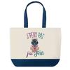 Sac shopping - PLANETEE - J'peux pas Festi - fond bleu - coton - 40x45 cm