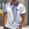 Summer Fashion Short Sleeve Men's Polo Shirt Striped 3D Printed Lapel Men's Top High Quality  Casual Wear