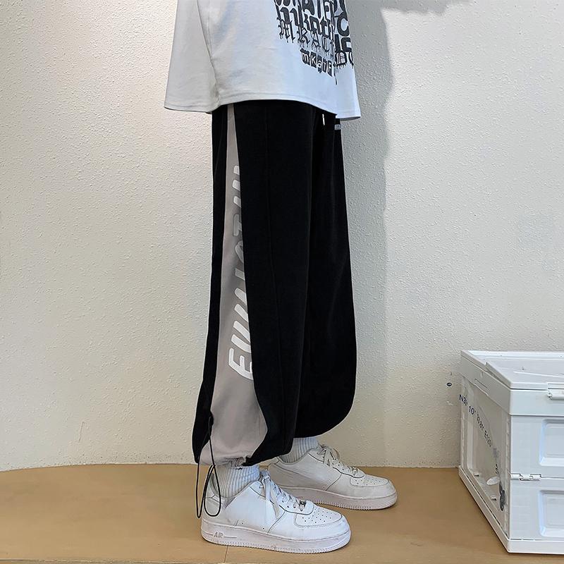 Y2k Pants Hop Colorblock Hip Casual Cargo Pants With Print Sports Pants For Men