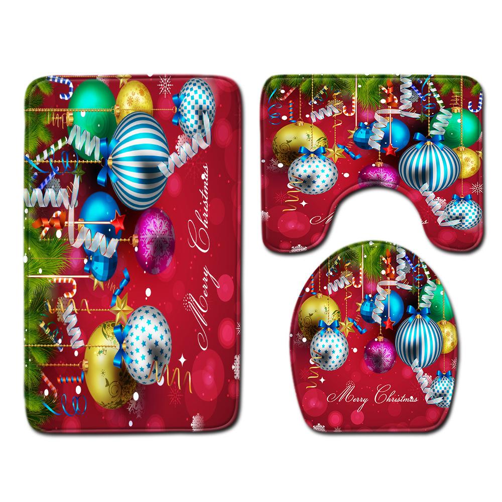 Christmas Bathroom Floor Mat Toilet Three-Piece Set