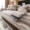 Water Drop Pattern Rabbit Plush Sofa Cushion Luxury Thickened Warm Sofa Cover For Winter Armless Antiskid Furniture Slipcover