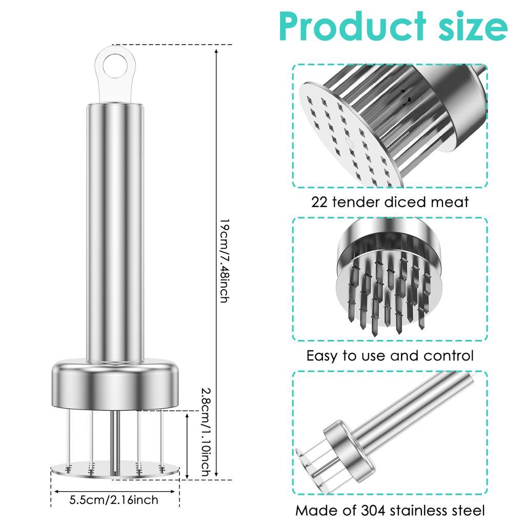 Stainless Steel Loose Meat Needle Meat Tenderizer Quick Insert Chicken Pork Beef Artifact Loose Meat Hammer Steak Kitchen Tools