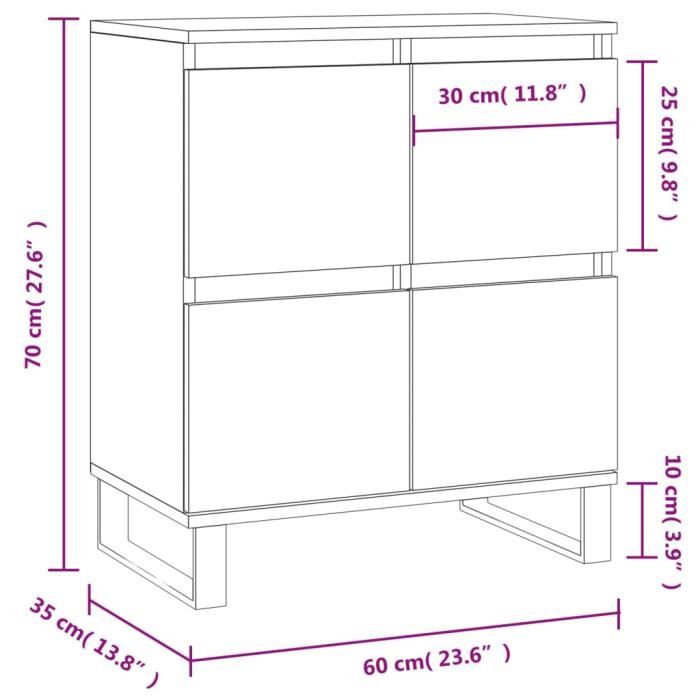 VidaXL Buffet Gris béton 60x35x70 cm Bois d'ingénierie 831224