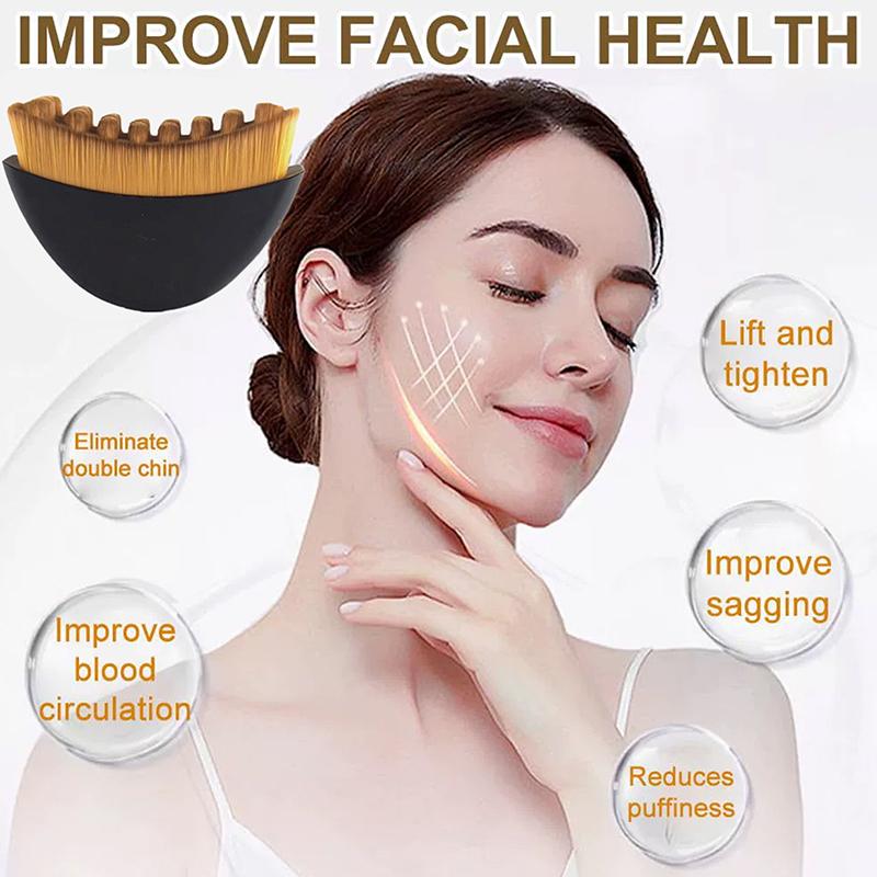 Portable Dry Facial Brush Soft Bristles Contoured Lymphatic Massage Tool Face Sculpting Device Home Spa Gentle Exfoliation Brush